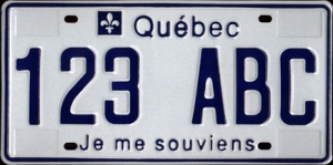 Placa utilizada no Québec